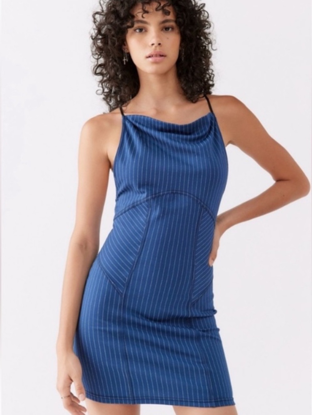 NWOT Urban Outfitters Blue High-Neck Mini Dress, Size XS